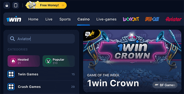 Search for Aviator at 1Win Search for Aviator at 1Win