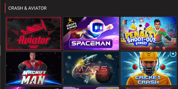 Вкладка «CRASH & AVIATOR»